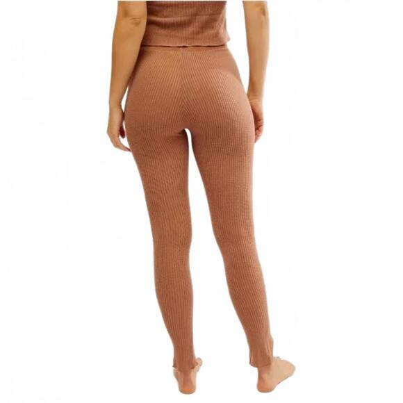 Free People Lux Life High Waist Rib Leggings Camel NWT XS - Picture 3 of 5